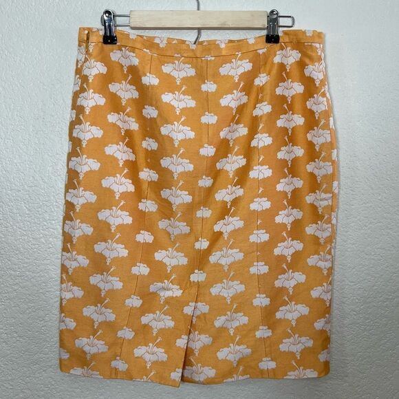 Moschino Cheap and Chic Pencil Skirt Tangerine Orange Embroidered Floral 12 - Picture 2 of 15
